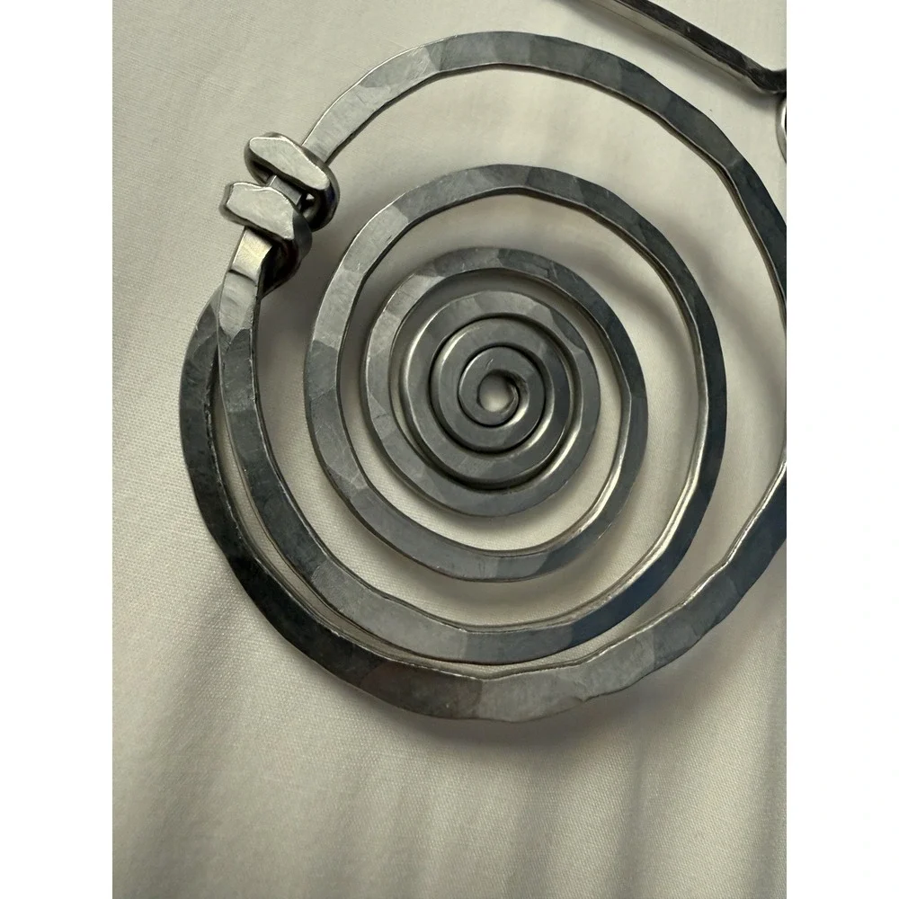 VTG Handmade Hammered Metal Spiral Coil Hair Pin Shawl Stick Artisan Boho 6